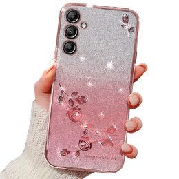 Θήκη για Samsung Galaxy A25 5G, Glitter Flower, ροζ rose gold