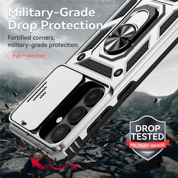 Θήκη με βάση και προστατευτικό φακού για Samsung Galaxy S26, ασημί