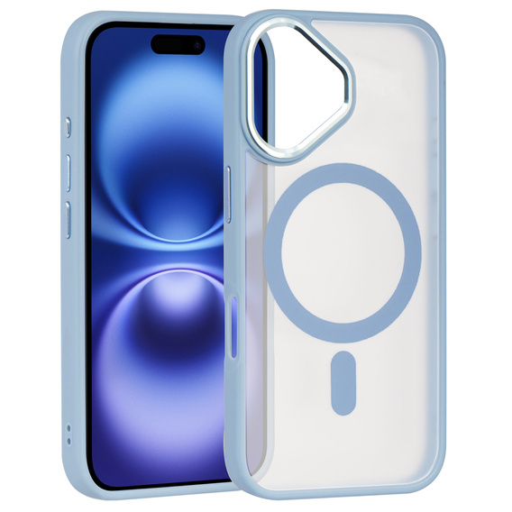 Θήκη για iPhone 16, για MagSafe, ERBORD Μatt Case, διαφανής / μπλε + Γυαλί οθόνης