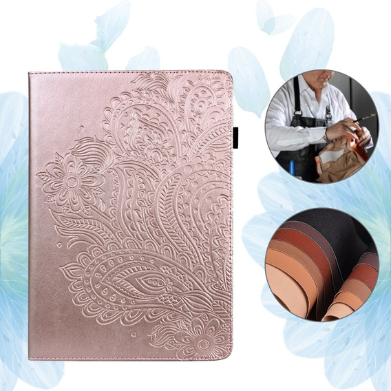θήκη με πτερύγιο για Xiaomi Redmi Pad SE 11", flower, ροζ