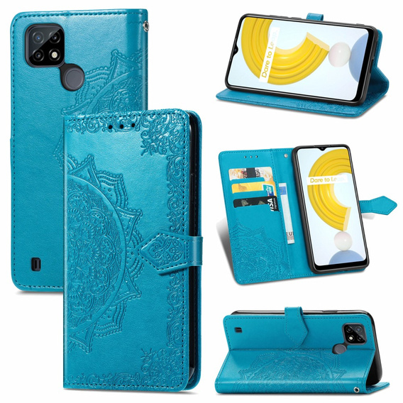 Θήκη με πτερύγιο για Realme C21, Mandala, μπλε