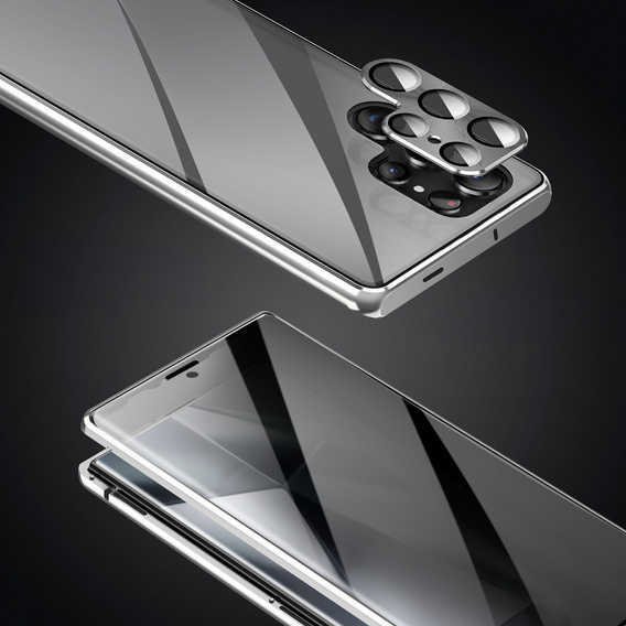 Θήκη για Samsung Galaxy S24 Ultra, Privacy Dual Glass, ασημί