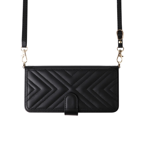 Θήκη με πτερύγιο για Samsung Galaxy S25 Edge, Crossbody Leather Wallet, μαύρη