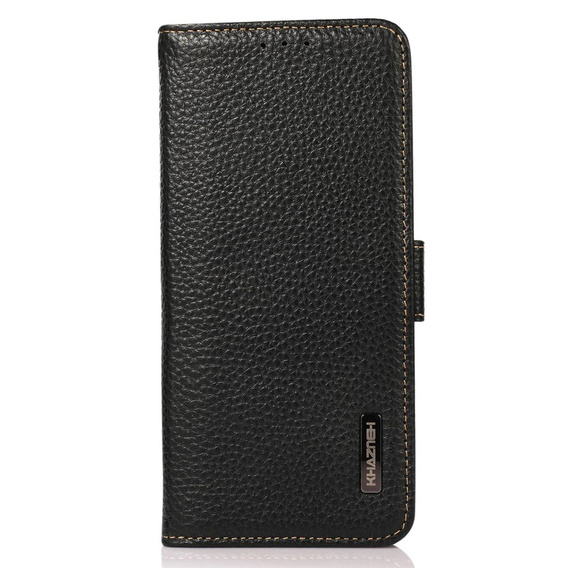 KHAZNEH θήκη RFID για Samsung Galaxy S23 Ultra, Litchi Texture, μαύρη