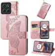 Θήκη με πτερύγιο για Motorola Moto G86 5G, Butterfly, ροζ rose gold