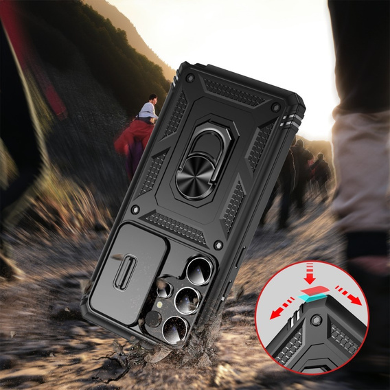 Θήκη για Samsung Galaxy S25 Ultra, KickStand Camera Lens, μαύρη