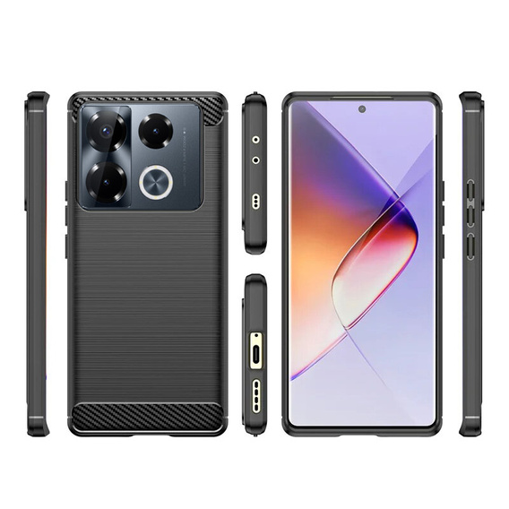 Θήκη για Infinix Note 40 Pro Plus, Carbon, μαύρη