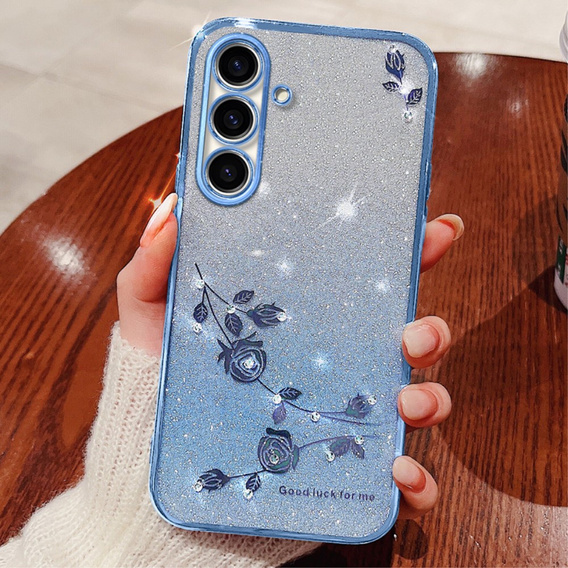 Θήκη για Samsung Galaxy A05s 4G, Glitter Flower, μπλε