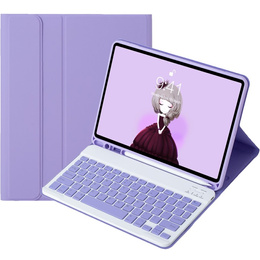 Θήκη με πληκτρολόγιο bluetooth για iPad 11" 2025 A16 (11 gen.) / iPad 10.9" 2022 (10 gen.), μωβ
