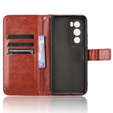 Θήκη με πτερύγιο για Oppo Reno 12, Crazy Horse Wallet, καφέ