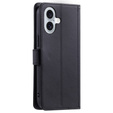 θήκη πτερύγιο για iPhone 16 Plus, Rhombus Crossbody Leather, μαύρη
