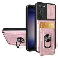 Θωρακισμένη θήκη για Samsung Galaxy S23, Camera Slide Card Slot, ροζ rose gold