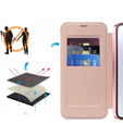 Θήκη με πτερύγιο για Samsung Galaxy A17 5G, πορτοφόλι RFID, για MagSafe, διάφανο / ροζ