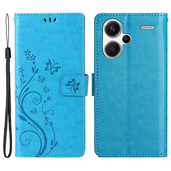 Θήκη με πτερύγιο για Xiaomi Redmi Note 13 Pro+, Butterfly, μπλε