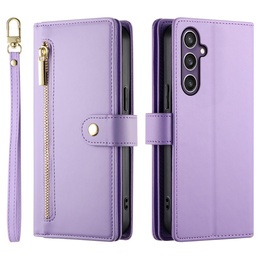Θήκη με πτερύγιο για Samsung Galaxy S25, Wallet Zipper Pocket, μωβ