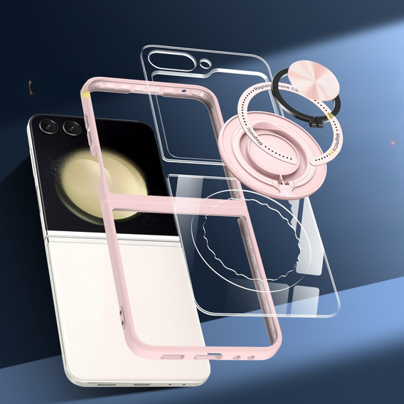 Θήκη για Samsung Galaxy Z Flip7 FE / Z Flip6, Corners Dropproof, για MagSafe, διαφανής / ροζ