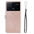 Θήκη με πτερύγιο για Xiaomi Poco X6 Pro 5G, Mandala, ροζ rose gold