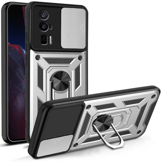 Θήκη για Xiaomi Poco F5 Pro, CamShield Slide, ασημένιο
