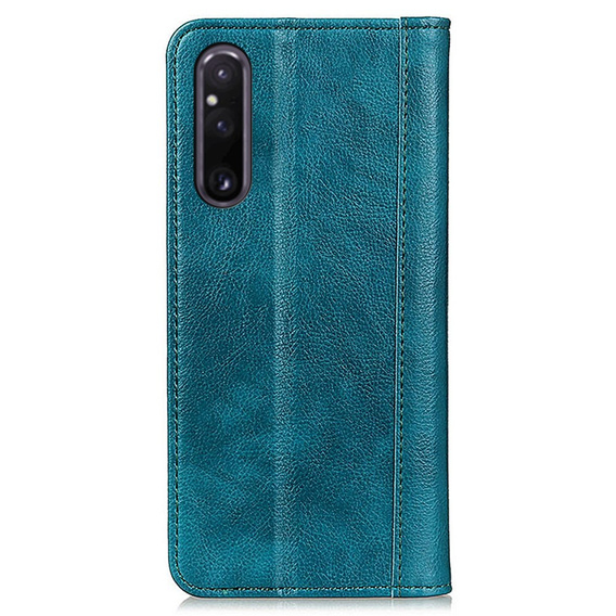 Θήκη για Sony Xperia 1 V, Wallet Litchi Leather, πράσινη