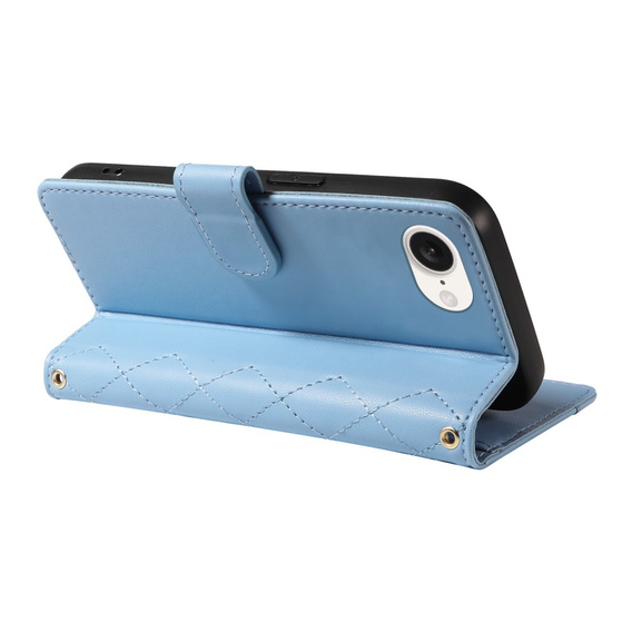 θήκη πτερύγιο για iPhone 16E, Rhombus Crossbody Leather, μπλε