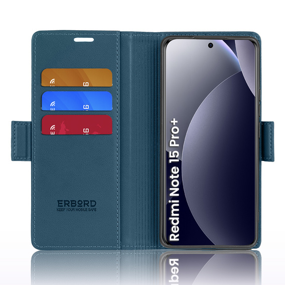 Θήκη με καπάκι ERBORD Glossy Litchi για Xiaomi Redmi Note 15 Pro Plus 5G / Poco M8 Pro 5G