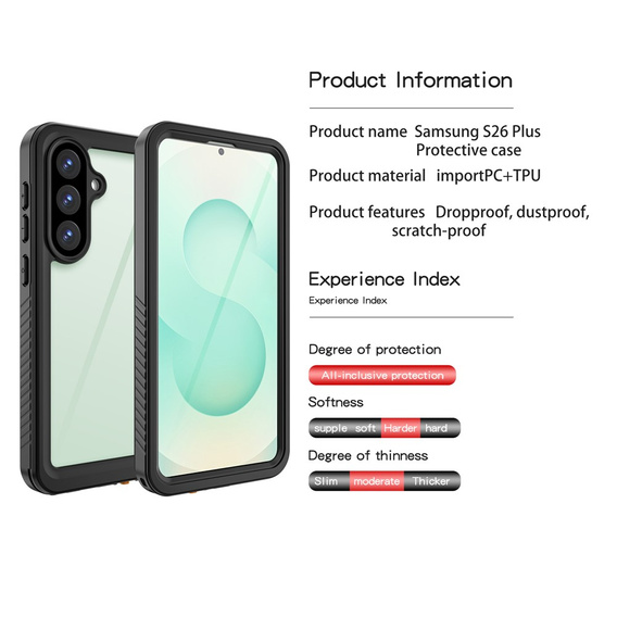 Αδιάβροχη θήκη IP68 Redpepper για Samsung Galaxy S26 Plus, μαύρη