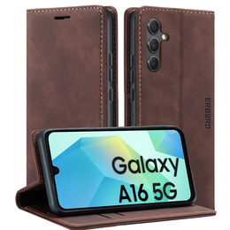 Θήκη για Samsung Galaxy A16, ERBORD Vintage, πορτοφόλι με πτερύγιο, καφές