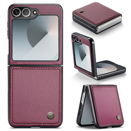 Θήκη για Samsung Galaxy Z Flip7 FE / Z Flip6, CASEME Litchi Leather, κόκκινη