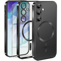 Θήκη για Samsung Galaxy S21 FE, Electro MagSafe, μαύρη + Γυαλί για την οθόνη