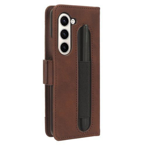 Θήκη με πτερύγιο για Samsung Galaxy Z Fold 5 5G, Card Slot, καφέ