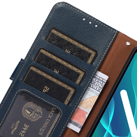 Θήκη με πτερύγιο για Motorola Edge 30 Neo 5G, KHAZNEH RFID, Dual Color, μπλε