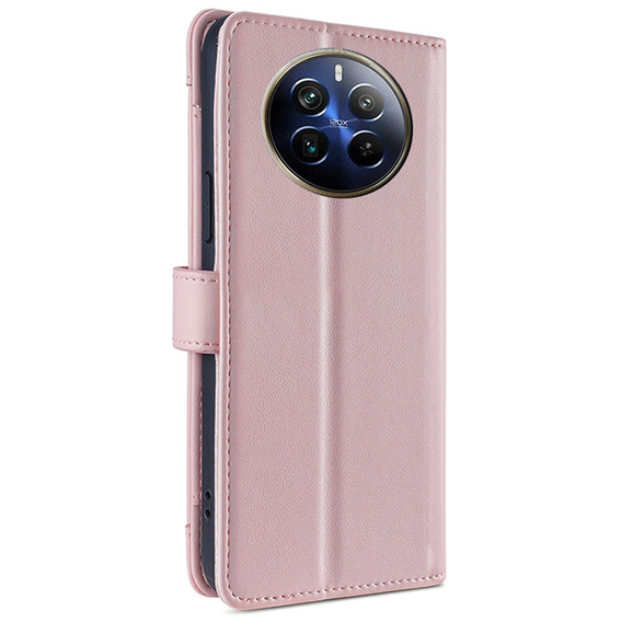 Θήκη με πτερύγιο για Realme 12 Pro 5G / 12 Pro+ 5G, Wallet Zipper Pocket, ροζ