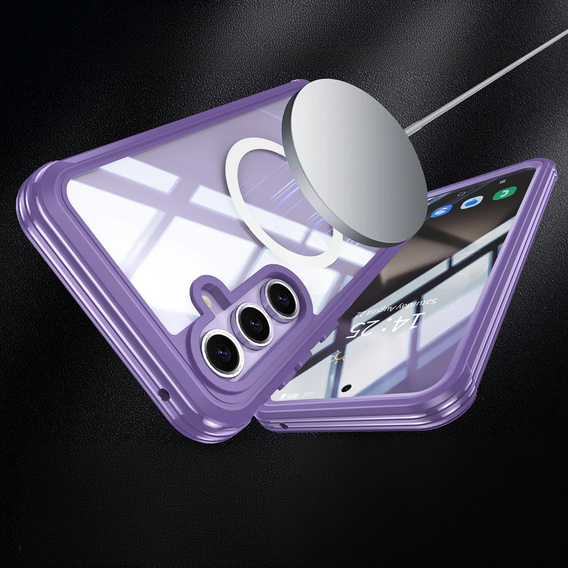 Θήκη για Samsung Galaxy S25+ Plus, Shockproof, με γυαλί, για MagSafe, μωβ