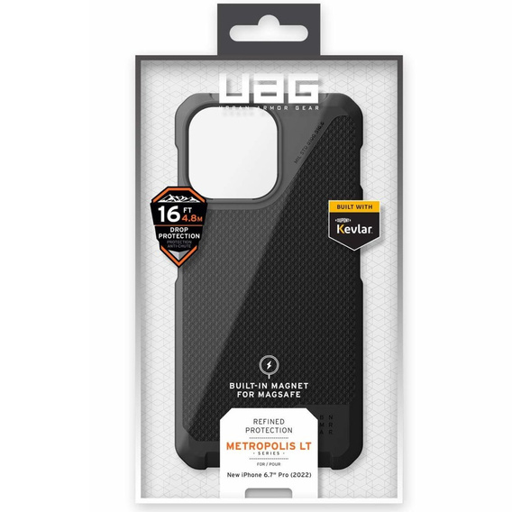 Urban Armor Gear Θήκη για iPhone 14 Pro Max, Metropolis LT MagSafe Fibr Armr, μαύρη