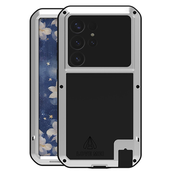 Love Mei Θήκη για Samsung Galaxy S25 Ultra, armored with glass, γκρι