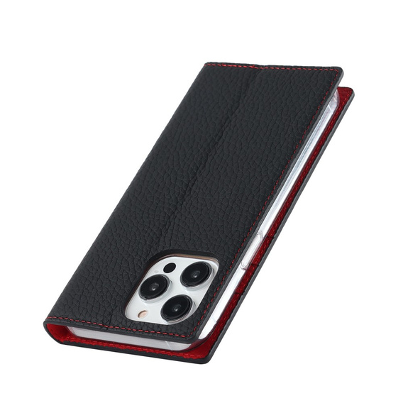 Θήκη με πτερύγιο για iPhone 14 Pro, Litchi Skin Grain, μαύρη