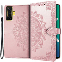 Θήκη με πτερύγιο για Xiaomi Poco F4 GT, Mandala, ροζ rose gold