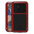 Love Mei Θήκη για Samsung Galaxy S25, armored with glass, κόκκινη