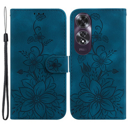 Θήκη με πτερύγιο για Oppo A60, Lily Flower, σκούρο μπλε