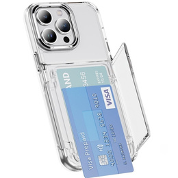 Θήκη για iPhone 16 Pro, Card Holder Kickstand, διαφανής