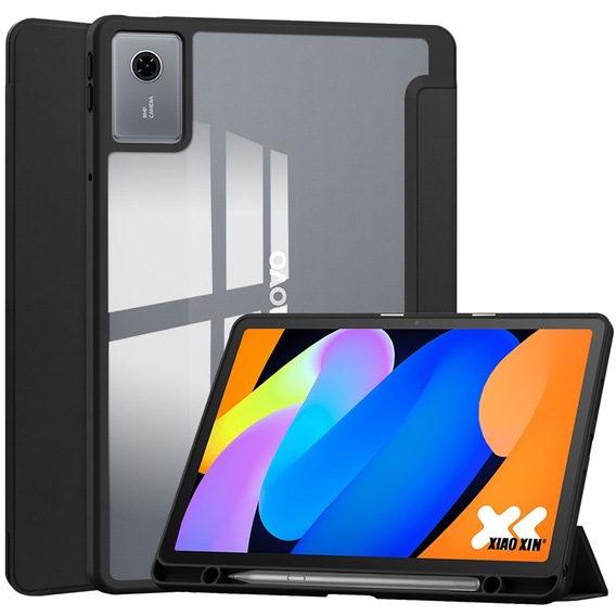 Θήκη για Lenovo Idea Tab 11" 2025 TB336FU TB336ZU, με διαφανές πίσω μέρος και υποδοχή γραφίδας, μαύρο