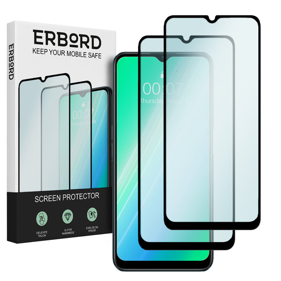 2x Μετριασμένο γυαλί για Realme C31, ERBORD 3D πλήρης οθόνη