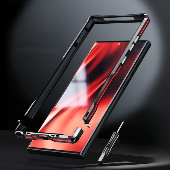 Θήκη LUPHIE για Samsung Galaxy S23 Ultra, Armor Bumper, μαύρο / κόκκινο