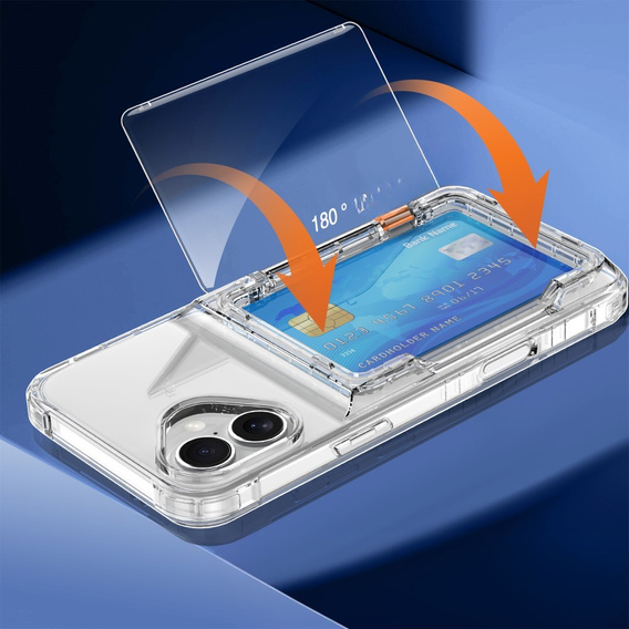 Θήκη για iPhone 16, Card Holder Kickstand, διαφανής