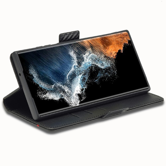 Θήκη με πτερύγιο για Samsung Galaxy S25 Ultra, Carbon LC.IMEEKE, μαύρη