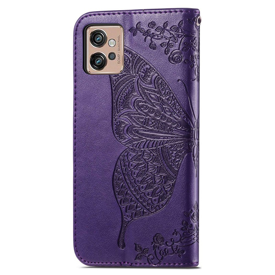 Θήκη με πτερύγιο για Motorola Moto G32, Butterfly, μωβ