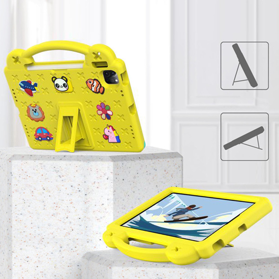 Παιδική θήκη για iPad 10.9 2022 10 Gen, Cute Patterns, με βάση, κίτρινη