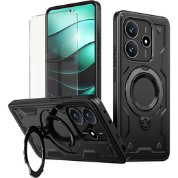 Θήκη για Xiaomi Redmi Note 14 5G, Στρατιωτικό MagSafe, μαύρο + γυαλί 9H