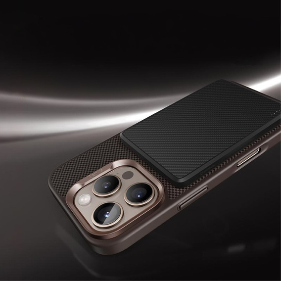 θήκη BENKS Kevlar για iPhone 16 Pro Max, για MagSafe, Carbon Fiber, καφέ