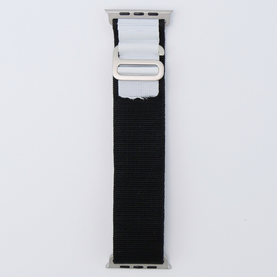 Λουράκι νάιλον για Apple Watch 1/2/3/4/5/6/7/8/SE/ULTRA 42/44/45/49mm, μαύρη / λευκή